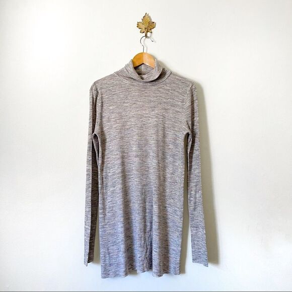 We the Free Gray space dye turtle neck Henley top - Picture 1 of 5